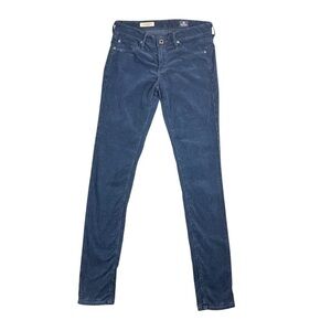 AG Adriano Goldschmeid Corduroy Leggings Pants Sz 27 Super Skinny Dark Blue FLAW